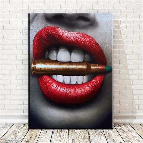 Aliexpress Buy Xx Wall Art Prints Posters Sexy Red Lips Bite