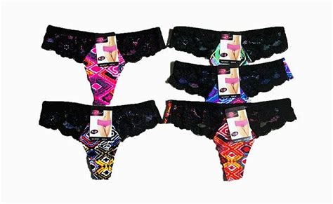 120 Units Of Five Pack Cotton Womens Thong Underwear Lace Trim Soft