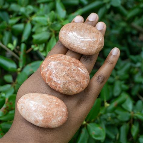 Peach Moonstone Palm Stone The Crystal Council