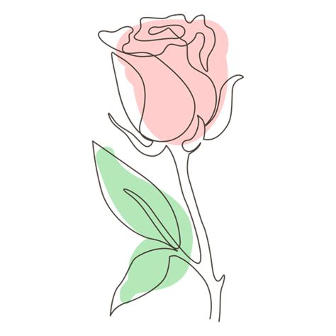 Dibujo Lineal De Una Sola Rosa Frondosa Descargar Pngsvg Transparente