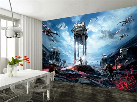 Star Wars Battle Woven Self Adhesive Removable Wallpaper Modern Mural