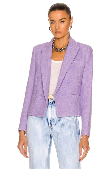 L Agence Brooke Double Breasted Crop Blazer In Lavender Fwrd