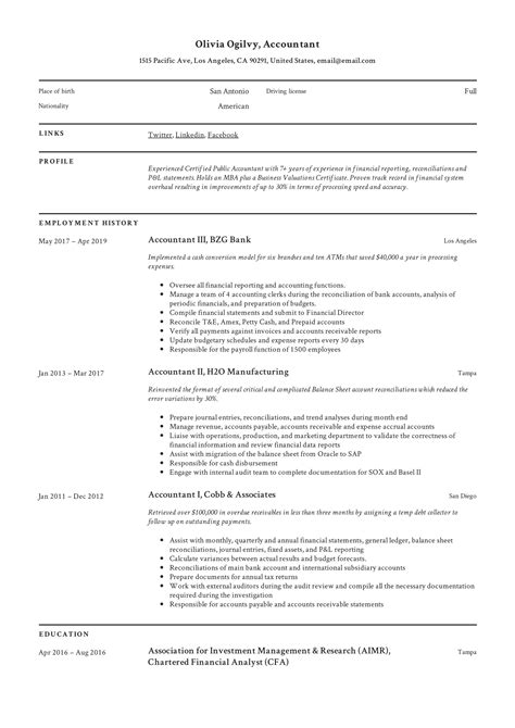 Accountant Resume Template | Accountant resume, Resume 