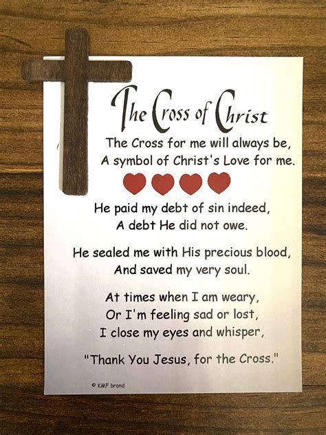 Magnetthe Cross Of Christ Poem With Wooden Cross Etsy