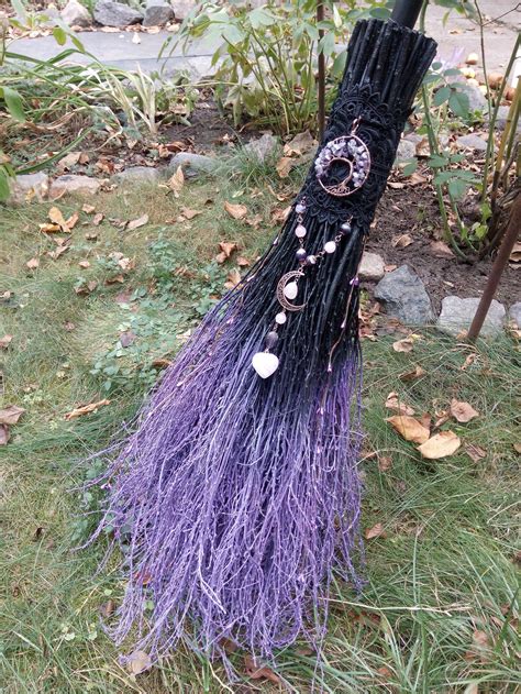 Black Purple Witchs Broom Wicca Besom Etsy