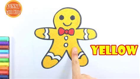 How To Draw Gingerbread Man Easy Coloring And Drawing Learn Colors