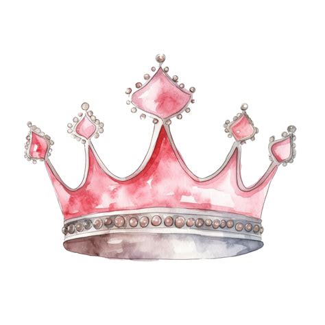 Watercolor Pink Princess Crown Isolated Illustration Ai Generative