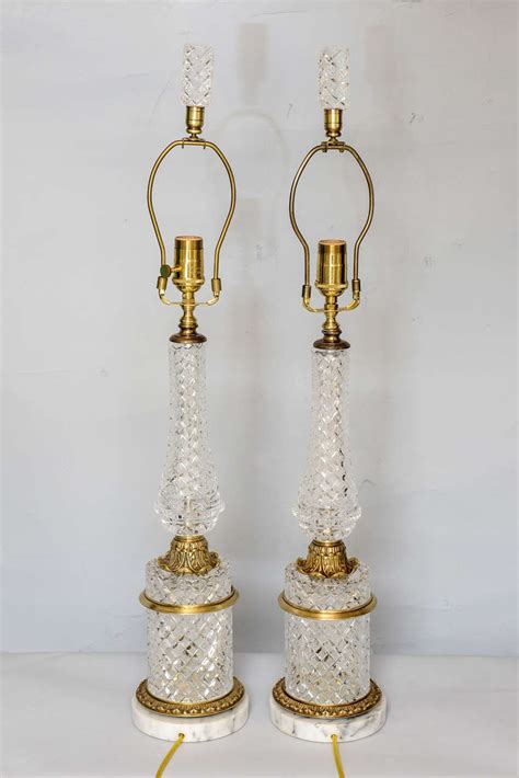 Fine Pair Of Cut Crystal Table Lamps For Sale At 1stdibs Cut Glass