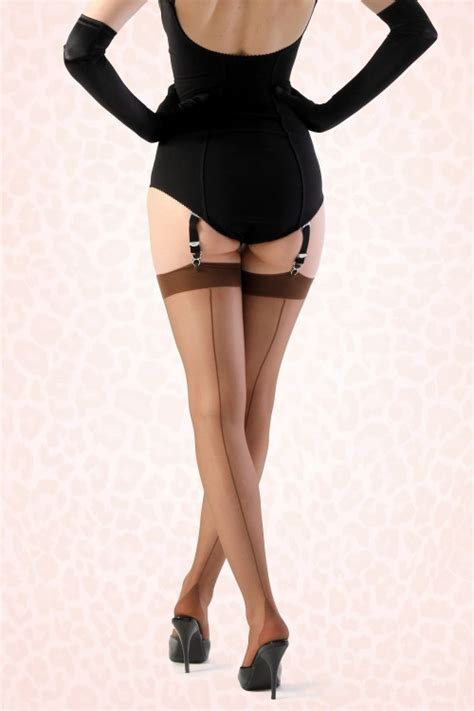 S Retro Seamed Stockings In Coffee