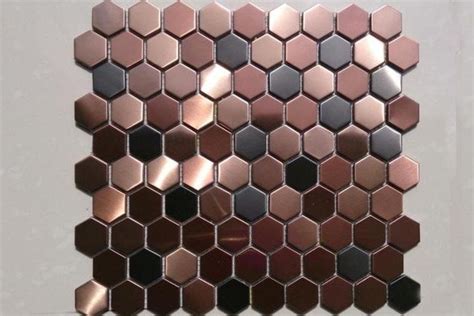Hexagon Metal Mosaic Wall Tiles Backsplash Smmt055 Copper Bronze Black Stainless Steel Metallic