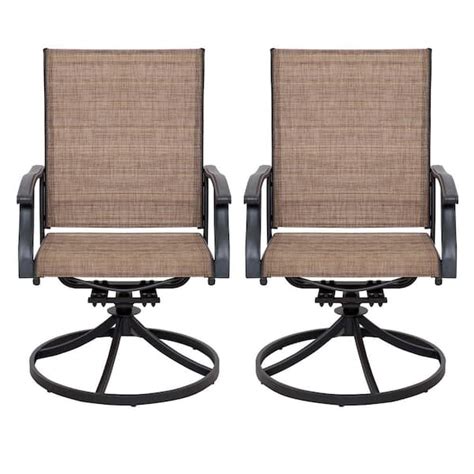 Nuu Garden 2 Piece Swivel Steel Sling Outdoor Patio Dining Chairs