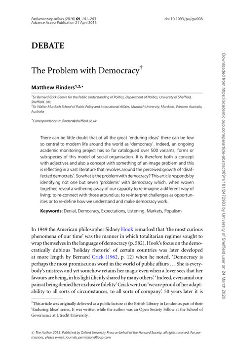 Pdf The Problem With Democracy