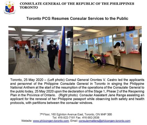 Press Release The Philippine Consulate General Toronto Canada