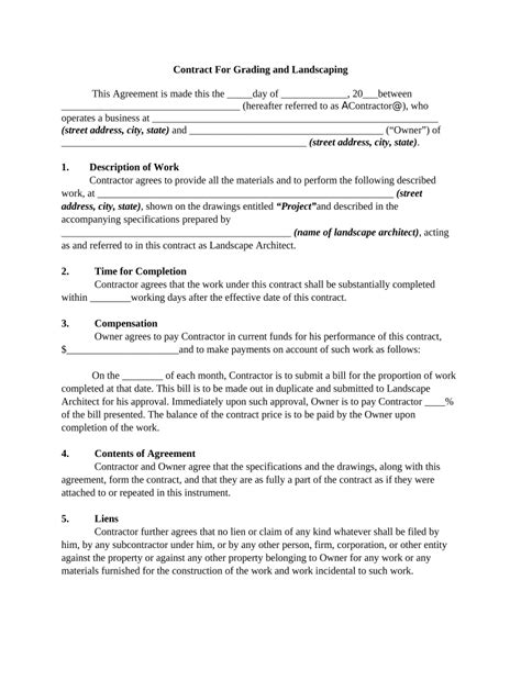 Landscaping Contract Template Form Fill Out And Sign Printable Pdf