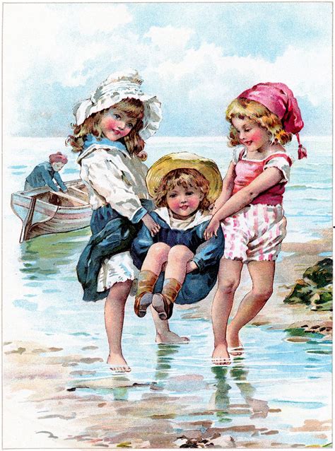 Children Playing In Ocean Image Free From Graphics Fairy Images