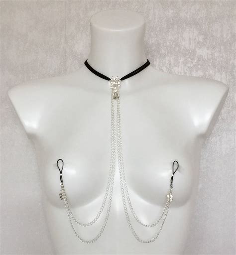 Sexy Choker Necklace With Non Piercing Nipples Ringschoker Etsy