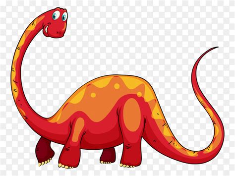Red Dinosaur With Long Neck Illustration Vector Png Similar Png