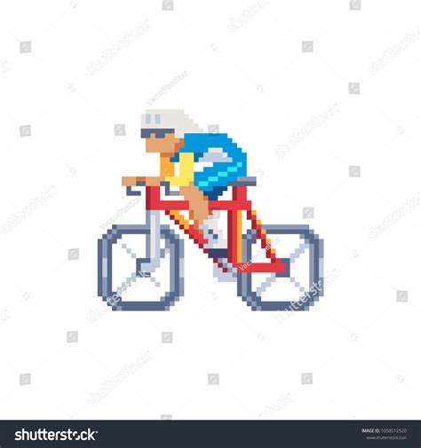 Bicycle Rider Male Character Pixel Art Stock Vector Royalty Free