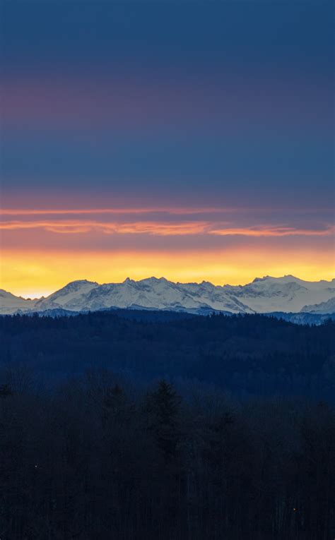 Download Wallpaper 950x1534 Mountain Range Sunrise Dark Landscape