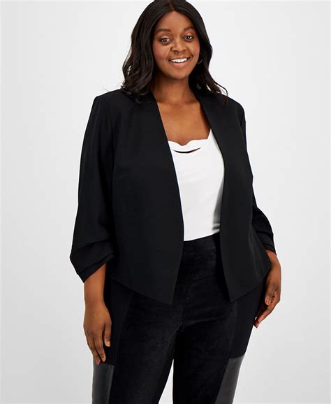 Bar Iii Plus Size Ruched Sleeve Blazer Created For Macys And Reviews