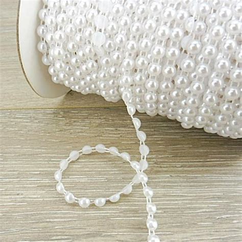 Buddly Crafts 6mm Flatback Pearl Beads String 1m White Pbs13