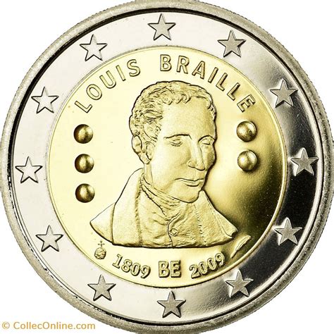 2009 2 Euros Belgique Commémorative Louis Braille Coins