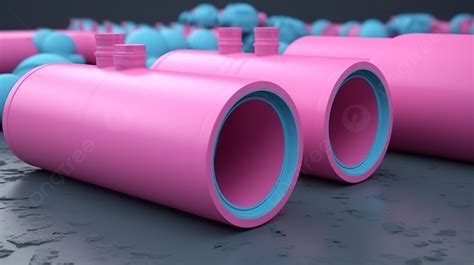Blue Side View Of Gas Pipeline S 3d Rendered Steel Pipes Featuring Pink