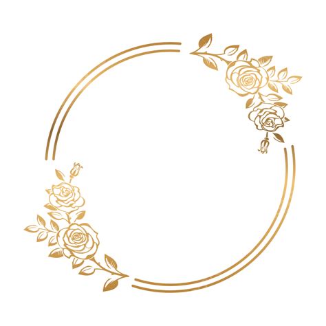 Moldura Redonda Dourada Com Design Floral De Rosas Png Rosas De Ouro