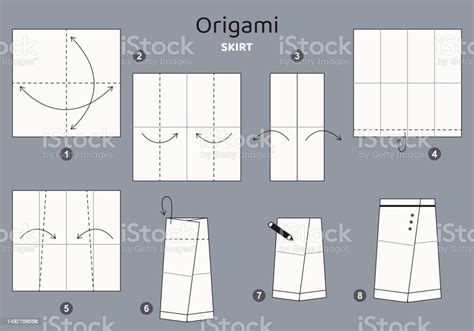 Skirt Origami Scheme Tutorial Moving Model On Grey Backdrop Origami For