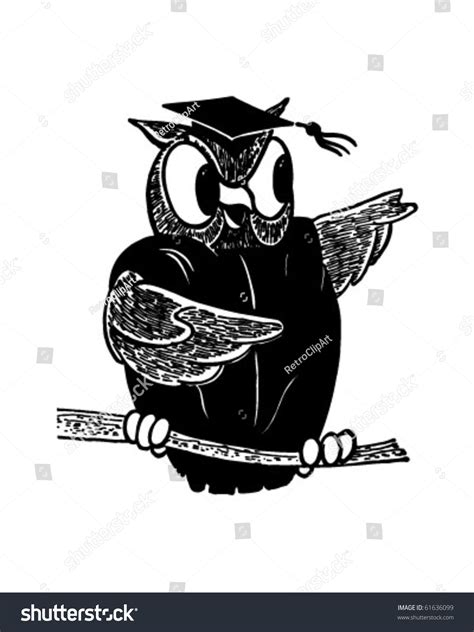 Wise Old Owl Retro Clip Art Stock Vector Royalty Free 61636099
