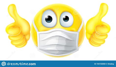 Thumbs Up Emoticon Emoji Ppe Mask Face Icon Stock Vector Illustration