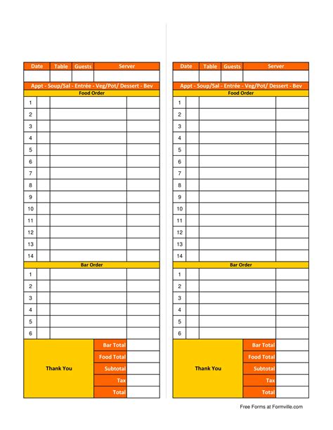 Free Printable Order Forms For Restaurant Printable Forms Free Online