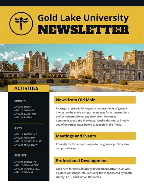 Gold University Newsletter Template