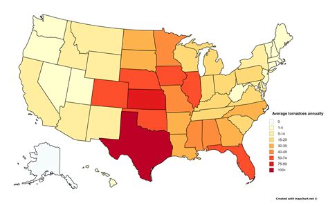 Average Tornadoes Annually By Us State 4700x2920 Mapporn