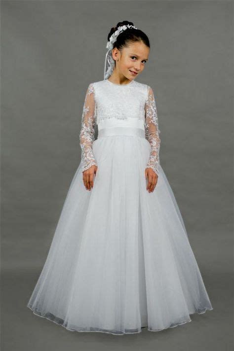 Elegant White Ivory Lace Long Sleeve First Communion Dresses For