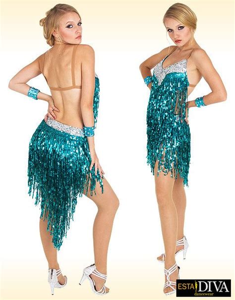 Latin Salsa Dress Turquesa Ballroom Dancesport Tassel Outfit Etsy Israel Vestido De Salsa