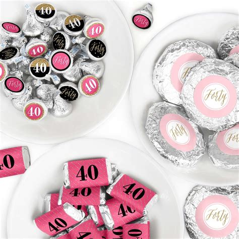 Big Dot Of Happiness Chic 40th Birthday Pink Black And Gold