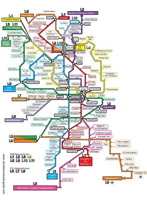 Mappa Della Metropolitana Di Barcellona Zona Mappa Della