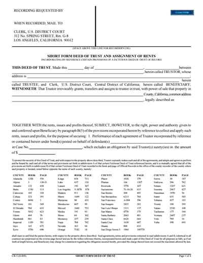 Deed Of Trust Form Free Download Edit Fill And Print