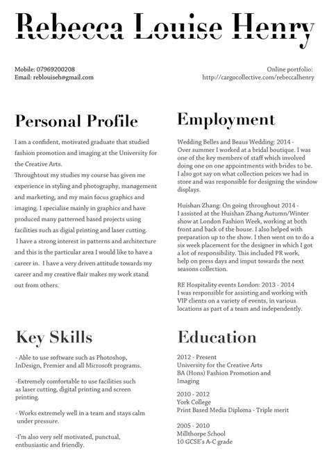 Excellent it resume tips and examples of how to include skills and achievements. About me & CV - Rebecca Louise Henry