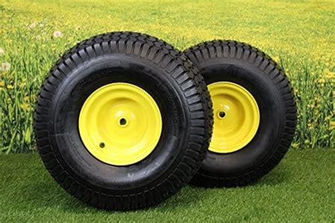 20x1000 8 Tires With 8x7 John Deere Yellow Wheels 2 Ply For Lawn And Ga