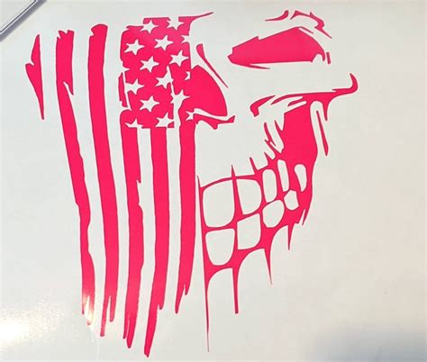 Distressed American Flag Skull Decal Sticker Etsy