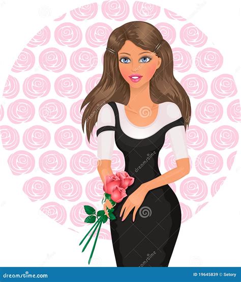 girl with roses stock vector illustration of flowers 19645839