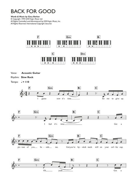 back for good sheet music take that piano chords lyrics ubicaciondepersonas cdmx gob mx