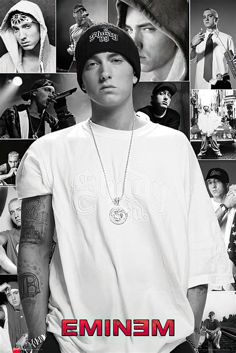 Eminem Music Poster Image Collage White Shirt Size 24 X 36