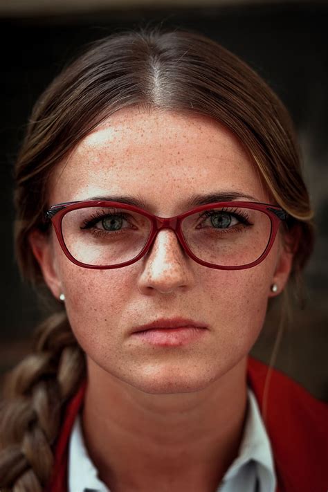 Hd Wallpaper Woman Wearing Eyeglasses With Red Frames People Human