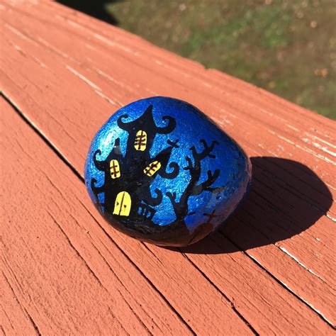 Haunted House Painted Rock House Painting Painted Rocks Billiards