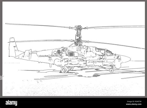 Russian Attack Helicopter Ka 52 Alligator Drawing Stock Photo Alamy