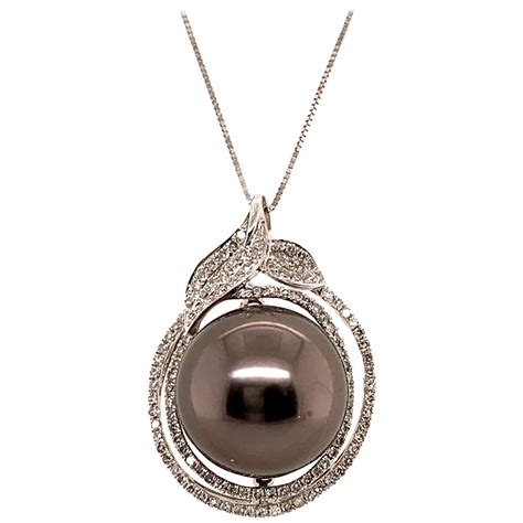 131mm Black Tahitian Pearl Pendant Necklace For Sale At 1stdibs