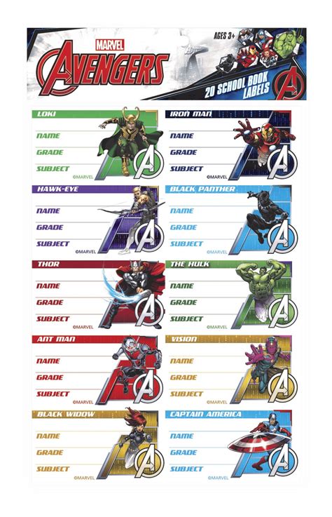Buy Marvel Avengers Book Labels At Mighty Ape Australia